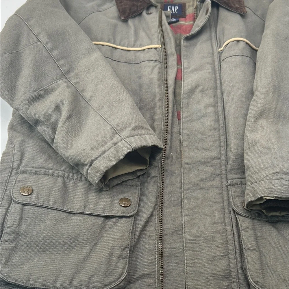 GAP Kids Gray Military Jacket with Brown Collar
